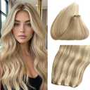 20 Inch Weft Hair Extensions Real Human Hair 100G 16/22 Light Blonde Highlighted Golden Blonde Sew in Hair Extensions Full Ends Double Weft Bundles Straight Silky Remy Hair Extension for Women