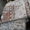 Ileading Bohemian Vintage Area Rug 8x10ft,Machine Washable Low-Pile Living Room Accent Carpet Non-Shedding Rugs for Bedroom Non-Slip Floor Throw Rugs for Dining Room,Kids Playroom(Beige&Orange)