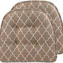 Klear Vu Omega Non-Slip Chair Cushions, Assembled in USA, U-Shaped Skid-Proof Seat Pads for Dining Room, Kitchen, Office, 15"x16", 2 Pack, Geo Brown 4 Count