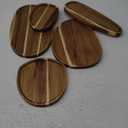 Okllen Set of 5 Acacia Wood Serving Platter and Trays, Irregular Oval Solid Wood Plates Serving Tray, Lightweight Wood Dinner Plates for Breakfast, Coffee, Tea, Snack, Plant, Housewarming Gift