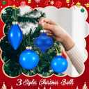 HyDren 12 Pcs Plastic Christmas Ornaments for Tree Christmas Ball Finials 2.4''- 3.15" Vintage Shatterproof Drop Hanging Ornaments 3 Style Tree Decoration for Home Xmas Holiday Party Decor(Blue)