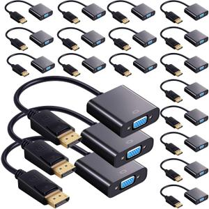 Yunsailing 18 Pack DisplayPort to VGA Adapters Gold Plated Compatible with Laptop Monitor PC Projector