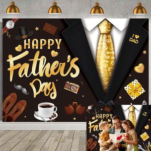 Happy Father's Day Backdrop 7X5FT I Love Dad Father's Day Party Background Best Dad Ever Festival Shirt Tie Tools Fathers Day Photography Backdrop (82x59inch) (Black)
