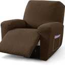 2026 Stretch Oversized Recliner Cover 3-Piece (36"-46") Super Soft XL-Recliner Chair Covers with Big Pocket & Anti Slip Ties Stay in Place, Lazy Boy Reclining Slipcover Durable Washable, Coffee (1 Seat-XL)