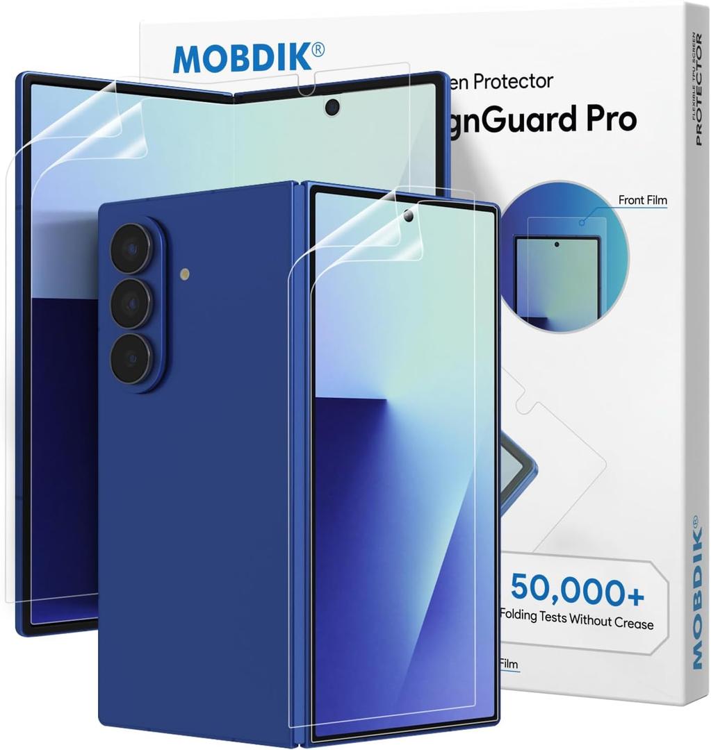 MOBDIK 2 Pack Screen Protector Compatible with Samsung Galaxy Z Fold 7, Front & Inner TPU Flexible Film with AlignGuard Pro, Auto-Repair, Bubble Free, Ultra HD