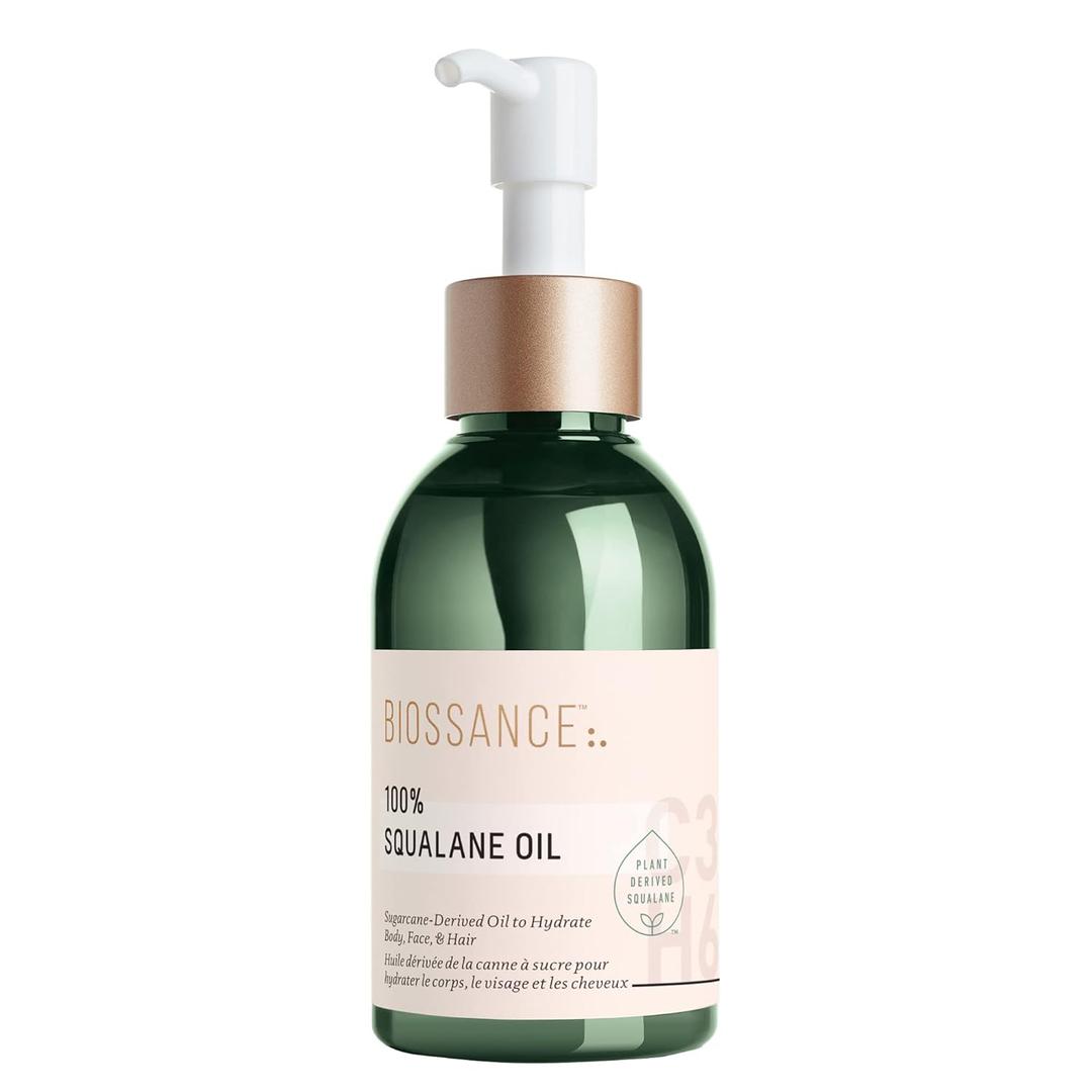 BIOSSANCE 100% Squalane Oil - Sustainable, Vegan Face Oil & Body Oil - Hydrating, Fast-Absorbing Moisturizer - Ideal for Oily Skin, Face, Hair - Organic Sugarcane-Derived Squalane, 3.3 ounces