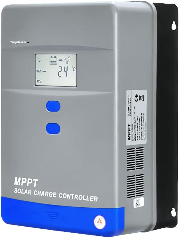 100A MPPT Solar Charge Controller 12V/24V/36V/48V Auto Battery Regulator LCD Display,MAX PV Panel Input 5200W for AGM, Gel, Flooded and Lithium Battery Charging, High-Efficiency Energy Conversion