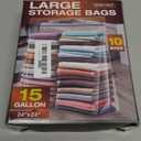 15 Gallon Large Storage Bags, 3.5 Mil Thick Clear Plastic Zipper Bags with Handles, 24" x 24" Large Heavy Duty for Home, Travel, and Moving (10 Packs)