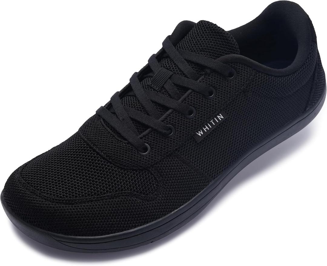 WHITIN Wide Toe Box Shoes for Men Minimalist Barefoot Sneakers Zero Drop Size 13 13W Width Fit Flat Lifting Stride Gym Training Black 47