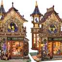 SUNNINO Miniature Dollhouse Kit, Book Nook Kit 3D Wooden Puzzles for Adults with Led Lights Tiny House Bookshelf Decor Christmas Birthday Craft Gifts for Adults and Teens, Time Magic Club