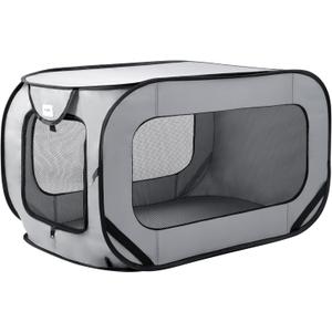 Love's cabin 44in Portable Large Dog Bed - Pop Up Dog Kennel, Indoor Outdoor Crate for Pets, Portable Car Seat Kennel, Cat Bed Collection, Grey (44.1"L x 24.8"W x 27.9"H)