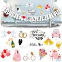 KatchOn, Just Married Car Magnets - Pack of 15 | Just Married Banner for Wedding Decorations | Wedding Car Decoration Kit | Multicolor Magnetic Sticker for Annversary Decor, Just Married Fridge Magnet