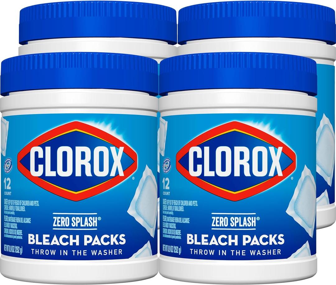 Clorox Zero Splash Bleach Packs - Laundry Pods, 4 Pack (8.9 Ounce (Pack of 4))
