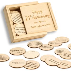 WOODAMORE 21 Year Anniversary Wood Gifts for Him Her - 21 Year Wedding Anniversary Keepsake Gifts for Wife Husband, Happy 21st Marriage Present for Men Women