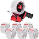 Zuvo Heavy Duty Tape Gun and Dispenser with 6 Clear Packaging Tapes. Clear Packaging Tape 44mm X 66m with Metal Tape Gun Dispenser for Moving Boxes,Warehouse Or General Packing Needs