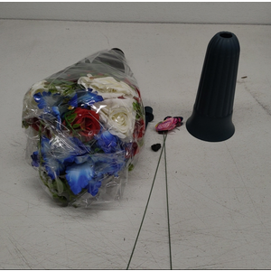 HENOMO Silk Cemetery Flower with Vase for Grave, Memorial Bouquet with Vivid Butterfly, Rose and Cattleya Orchid Mix Arrangement, Non-Bleed Color and Easy Fit HENOMO Silk Cemetery Flower with Vase for Grave, Memorial Bouquet with Vivid Butterfly, Rose and Cattleya Orchid Mix Arrangement, Non-Bleed Color and Easy Fit