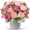 Artificial Peonies Silk Flowers, Pink Faux Peony Bouquet 4 Bundles Florals Arrangements Decor for Farmhouse Home Boho Wedding Table Centerpiece, Fake Plastic Flower Bulk for Vase Decoration (Mix Pink)