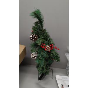 Christmas Tree 30 inch Prelit 3 Set Pathway Porch Christmas Trees Pre-Light LED Battery Operated Outdoor Xmas Decor for Entrance Driveway, Yard, Garden, Red Berries, Pine Cones