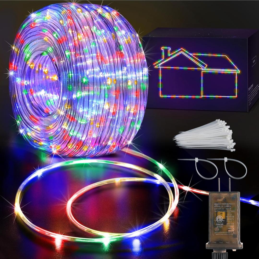 KNONEW 328FT 1000LED Rope Lights for Outside,Outdoor String Lights Waterproof 8 Modes Clear Tube Light for Indoor,Bedroom,Wedding,Garden,Patio,Christmas,Tree,Rv,Holiday Decoration(Multicolor)