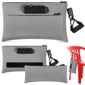 Sanwuta 1 Set Money Bag with Lock Mother and Small Bags Locking Money Pouch with Zipper for Beach Accessories Pouch(Gray)