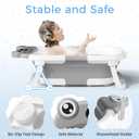 BUNWAG Baby Bathtub, Collapsible Newborn Bathtub for Infant to Toddler with Soft Cushion and Thermometer,Portable Travel Newborn Tub with No-Slip Feet, Baby Shower Gifts, 0-12 Months Baby Bath, Grey