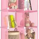 HOMIDEC 6-Cube Storage Shelf, Storage Bookcase Bookshelf with Metal Hammer, Storage Cubes Organizer Cabinet for Kids, Closet, Bedroom, Bathroom, (11.8x11.8x11.8 inch), Light Pink