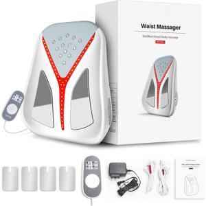 Back Massager with Heat, TENS/EMS Full Back Massager Neck Massager for Pain Relief Deep Tissue, Waist Massager Electric Muscle Stimulator, 5 Modes and 50 Intensities