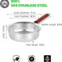 Stainless Steel 304 Strainer Scoop with Wooden Handle, Self-Draining Solid Base - Ideal for Kitchen, Pasta, Fruit, and Vegetables - 7.1in