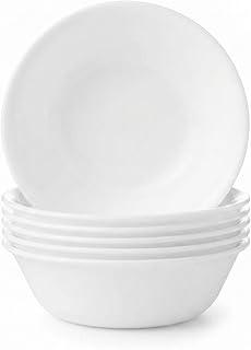 Corelle Vitrelle 5-Piece Soup/Cereal Bowl Set Triple Layer Glass and Chip Resistant, 18-Oz Lightweight Round Bowls, Winter Frost White