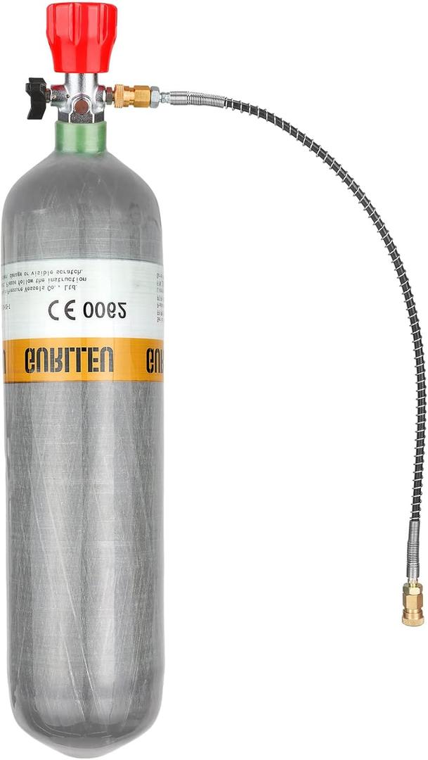 3L 4500psi Carbon Fiber Air Tank & Fill Station for PCP Paintball Scuba SCBAEmpty Bottle (Red Gauge Tank Kits)