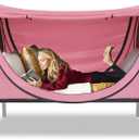 Privacy Pop up Eclipse Bed Tent Bed Drapes (Pink, Twin) (41"W x 79"L (Pack of 1))