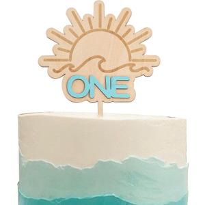 Wave Surf Wooden Cake Topper - The Big One Themed 1st/First Birthday Party Decoration,Smash Cake Photo Props