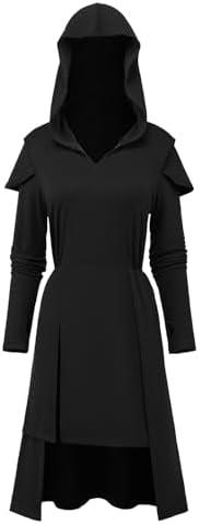 KDAFJLKD Medieval Clothing Women Renaissance Witches Costume Viking Gothic Dresses Cosplay for Halloween Size L