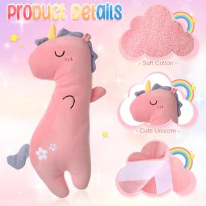 Lenwen 1 Pcs Seat Belt Pillow for Kids Cover for Boys Girls Seatbelt Cushion Pillow for Toddler Car Strap Covers for Travel Sleep Neck Head Support Pad(Pink,Unicorn)