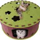 Large Cat Tunnel Bed for Multiple Cats, Scratch Resistant Indoor Cat Bed, Holds Up to 30 Lbs (L 24×24×11.8, Green)