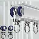 Ceiling Curtain Track, Heavy-Duty Curtain Tracks Ceiling Wall Mount for Curtains Ceiling Mounted Curtains Rod Track System with Roller Hooks Sliding Curtains Tracks Rails Set, White (6FT-9FT)