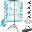 EMART T Shape Backdrop Stand 8.5x5ft, Adjustable Green Screen Photo Banner Holder with Water Bag and 4 Clamps Photography Background Support Kit for Parties, Photoshoot, Balloon