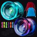 MAGICYOYO K2 Responsive Yoyo for Kids Beginners Yo-Yo with 2 Yo Yo Gloves, 2 Yo-Yo Bags, 12 Yo yo Strings (Crystal Green+Crystal Purple Pink)