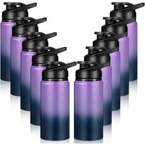 Mimorou 10 Pack Aluminum Water Bottles Bulk 17oz Reusable Leak-Proof Lightweight Sport Bottles Set for Travel Gym Team Camping & Party Favors, 10 Colors