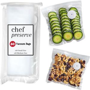 Chef Preserve Reusable Vacuum Sealer Bags for Food  60 BPA-Free Food Storage Bags, Freezer, Microwave  Odor-Resistant, Leak-Proof  Compatible with Chef Preserve Vacuum Sealers
