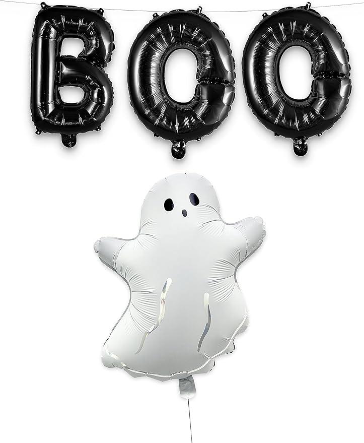 HOUSE OF PARTY Halloween Cute Boo Ghost Gravestone and Pumpkin Balloons Set (BOO and Ghost 2 PCS)