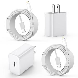 Fast Charger iPhone [Apple MFi Certified],iPhone Charger 2 Pack USB C Rapid Charger iPhone Block with 2Pcs 10FT Apple USB C to Lightning Cable for iPhone 14 Pro/13Pro Max/12/11Pro/Mini/XR/8/iPad