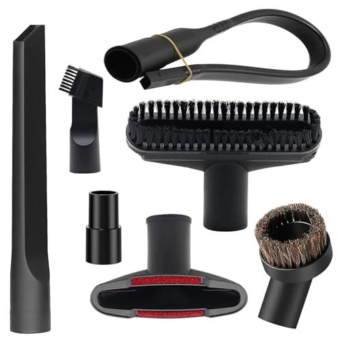 7 Pcs Universal Vacuum Cleaners Accessories 1 1/4 inch & 1 3/8 inch Vacuum Attachments Kit with Wet Dry Plastic Vacuum Hose Adapter Flexible Crevice Tool for Shop Vac Accessories