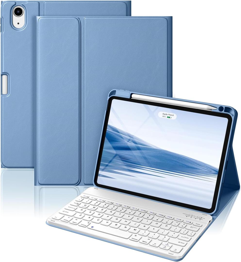Wenlaty Keyboard Case for iPad Air 11-inch Case with Keyboard (M3/M2, 2025/2024) & Air 5th/4th Generation 10.9'' - Detachable Wireless, Thin & Light Cover with Pencil Holder for iPad Air 11-inch, Blue