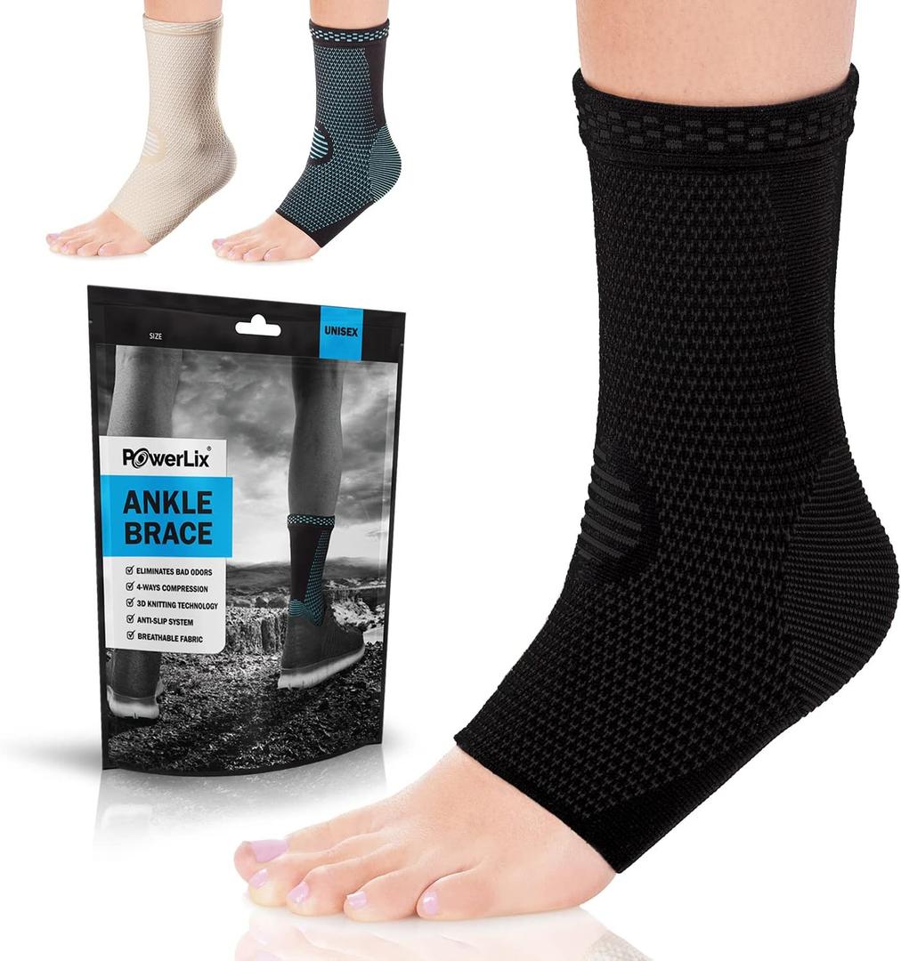 POWERLIX Legs Orthopedic Brace Compression Support Sleeve (Pair) for Swelling, Sprain, Plantar Fasciitis, Arthritis, Tendinitis (Small, Black)
