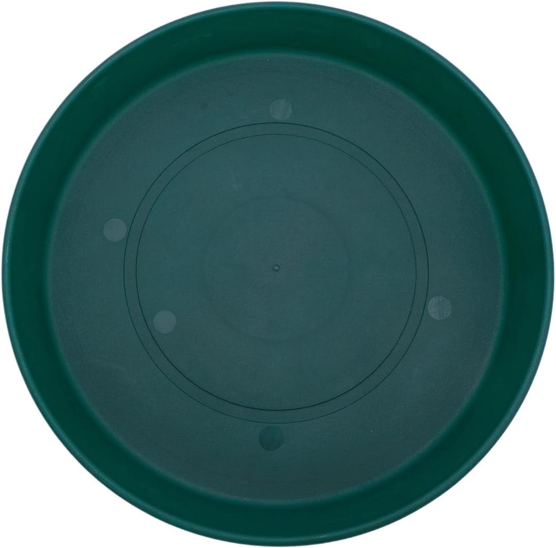 The HC Companies Round Prima Flower Pot Saucers - Plastic Plant Saucer for Outdoors & Indoors - Traditional Plant Pot Trays for Water Drainage -Durable Plant Tray (17.5-inch Evergreen, Pack of 1)
