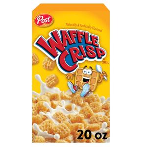 Waffle Crisp Breakfast Cereal, Sweetened Waffle Shaped Cereal, 20 OZ Box (EXP 11/22/26)