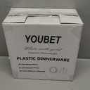 YOUBET 125PCS White Plastic Plates with Gold Rim, Gold Plates Disposable with Golden Silverware Include 25 Dinner Plate 25 Dessert Plate 25 Forks 25 Knives 25 Spoons For Wedding, Parties