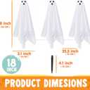 JOYIN 3 Pcs Halloween Decorations Outdoor Ghosts Pathway Lights, 18 White Cloth Ghost with White Light Up Yard Stakes for Graveyard Yard Lawn Garden Prop, Party Decor Supplies