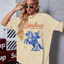 Western Shirts for Women Cowgirl Shirts Vintage Oversized Cowboy Graphic Tee Country Concert Short Sleeve Top (Yellow, XL)